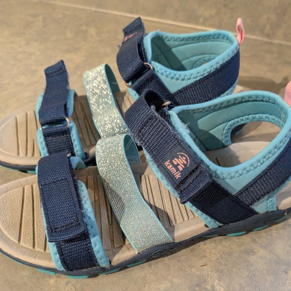 Kamik Kids' Blue and Silver Sandals